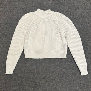 Milly Cropped Ribbed Cotton-Blend Sweater in White